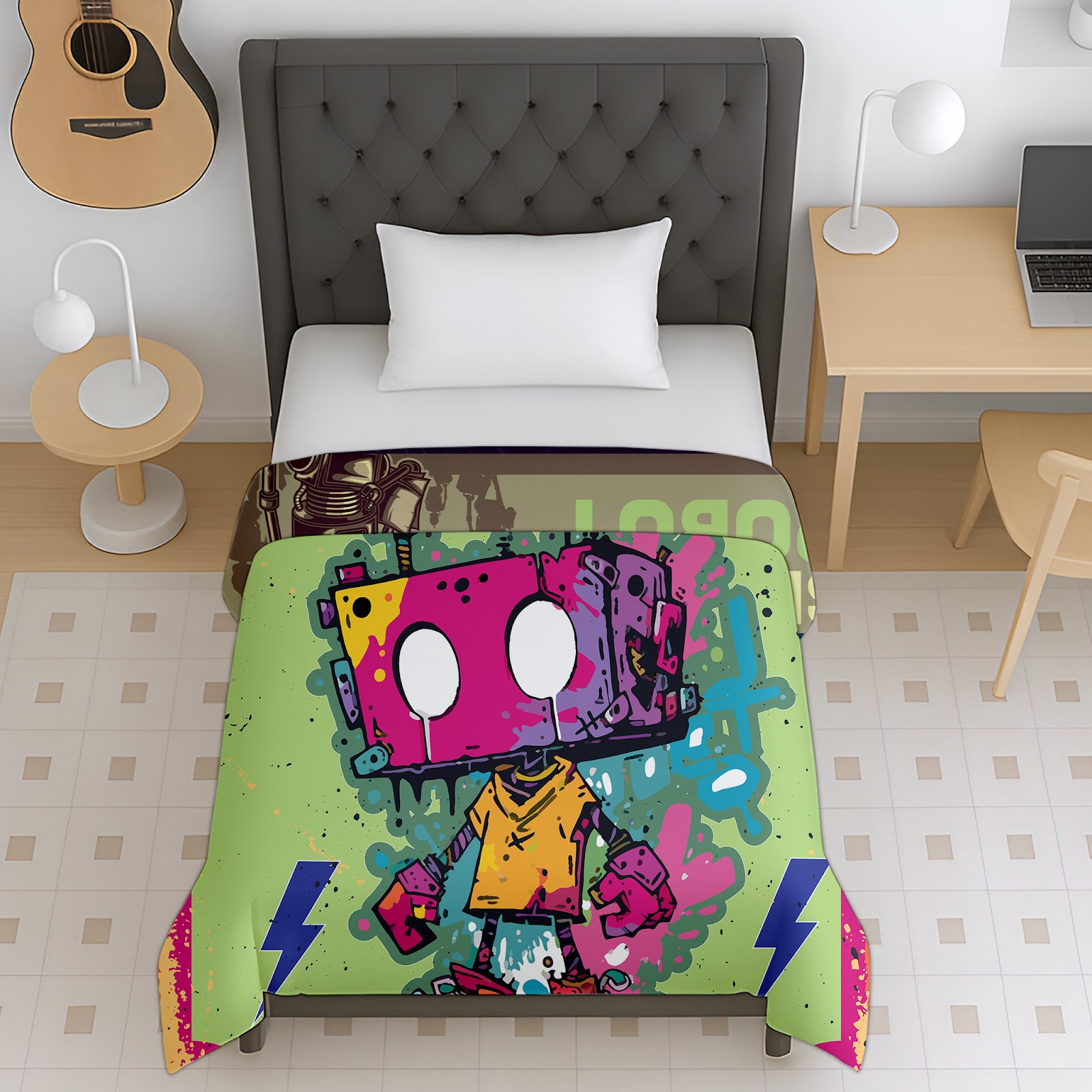 Kids Graffiti Robot Cotton Dohar